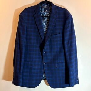 DANIEL HECHTER PARIS Sz 48R Window Pane Plaid Contrasting Lining Blazer Jacket
